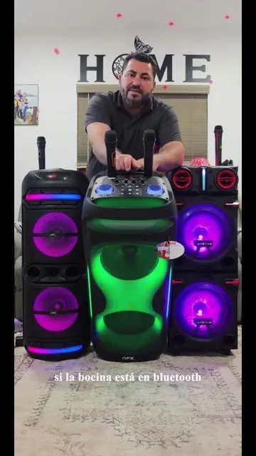 Dual 10" Woofer + 3" Tweeter Portable Wireless Bluetooth Speaker Rechargeable PA System Karaoke Machine with Flashing Party Light Microphone Remote