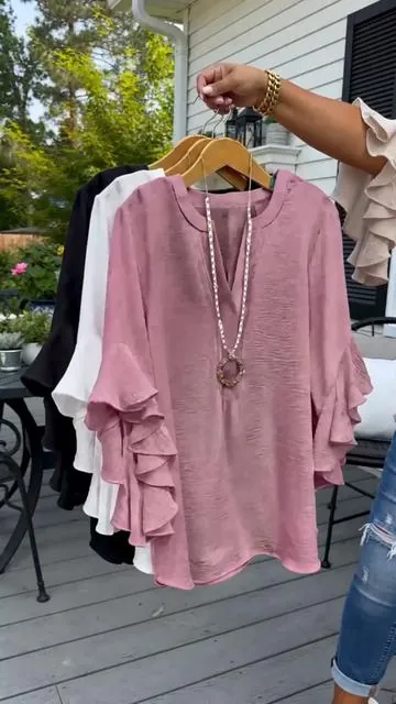 Got my favorite confidence this summer- Comfortable ruffled sleeve shirt#tiktokshop #tiktokshopmemorialday #SUMMER #dealsforyoudays #OOTD 