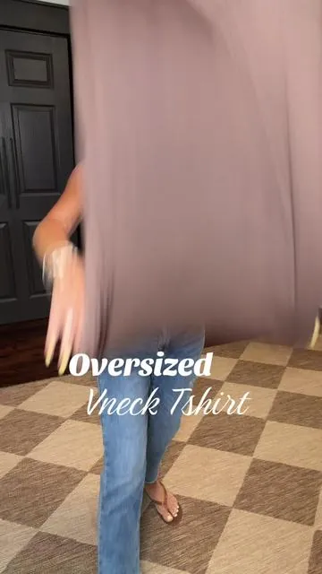 Oversized V neck T-shirt for women 🤎 #oversized #oversizedshirt #womenstshirt #womensshirt #summervibe 