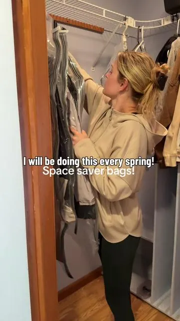 I will be doing this every spring!!! The fact that all our winter coats are in these storage bags is AMAZING!  #spacesaving #springcleaning #storagebags #closetorganization #spacesaver 