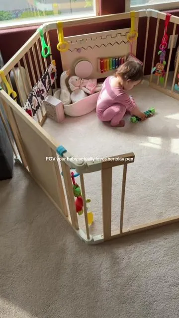 ON SALE NOW! Our playpen comes in a few different sizes and my baby loves hers 🥹 I’ll link it for you! #summervibes #babygate #babyplaypen #toddleressentials 