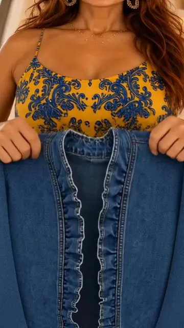 I almost sent this denim jacket back, but once I styled it, the whole outfit came together. The ruffle detail gives it that extra touch, and now it’s the jacket I reach for every time I’m heading out. #denimjacket #jacket 