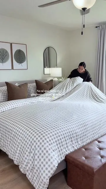 ✨🤎 @Linens & Hutch beddingset #duvetcover #ginghambedding #duvet #beddingdecor 