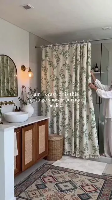 One Curtain. One Cottage Dream. 🏡🌾 No need to move to the countryside. Just hang this floral tassel beauty and suddenly your bathroom smells like fresh linen and honeysuckle. 🍯🌼 It’s the easiest cottagecore upgrade you’ll ever make.  #cottagecore  #dealsforyoudays #floralcurtain #bathroomupgrade #showercurtain