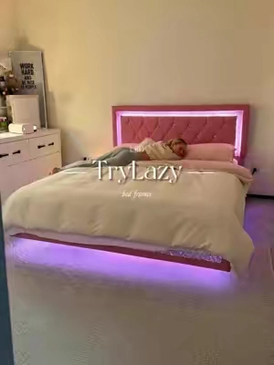 This pink LED diamond-studded floating bed is finally on sale — the ultimate bedroom  #floatingbed #ledbed #diamondbed #bedroomsale 