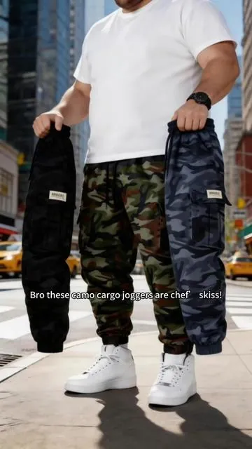 These 3-pack lightweight camo cargo joggers are pure streetwear magic ✨ Breathable fabric, multi-pocket design, made for casual days or street style! #usa #CamoCargoJoggers #StreetwearEssentials #LightweightCamoPants #ootd 