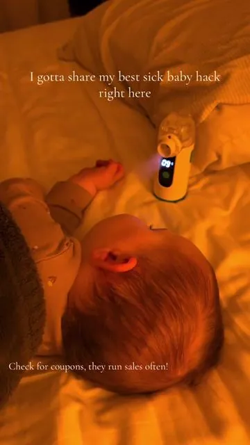 Ive been using this one for years cuz my kids will actually leave it near them, its not loud and bothersome. #sickbabyhack #babycoldremedy #babycoughremedy #sickday #nebulizer 