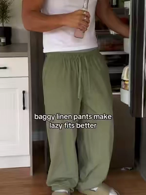 comfortable but not looking sloppy #linenpants #baggypants #summerfits #beachpants #OOTD 
