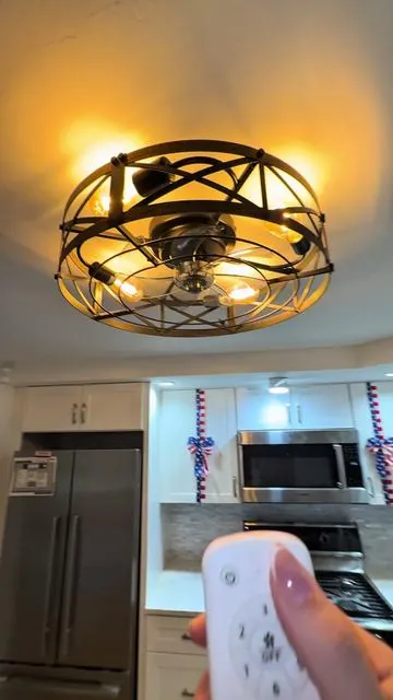 Farmhouse light with built in ceiling fan and remote control. I love this light fixture. I did all farmhouse light fixtures. #farmhousestyle #lights #homedecor #tiktokshopsummerturnup #dealsforyoudays 