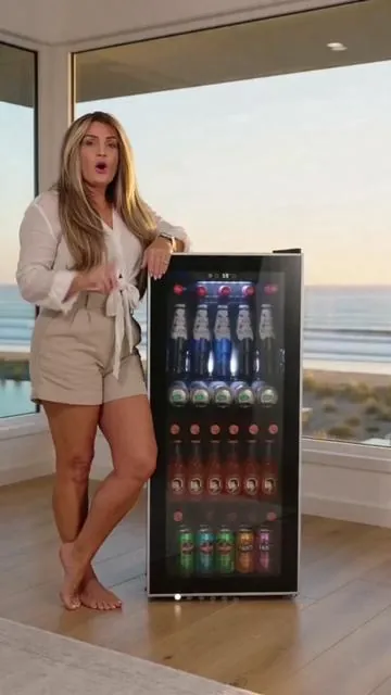 @marrow & honey by Katarina. “  Hold on… this is a MINI fridge?!  I thought it’d hold a few drinks, but look at this! Bottles, cans, snacks, and still room left over. Plus, you can set the exact temperature. And change the color of the inside light. If you’re tired of your family stealing your drinks, you need this.”#aicast  @Rowan Appliance  #minifridge #homeappliances #gameroomfurniture #homeandgarden