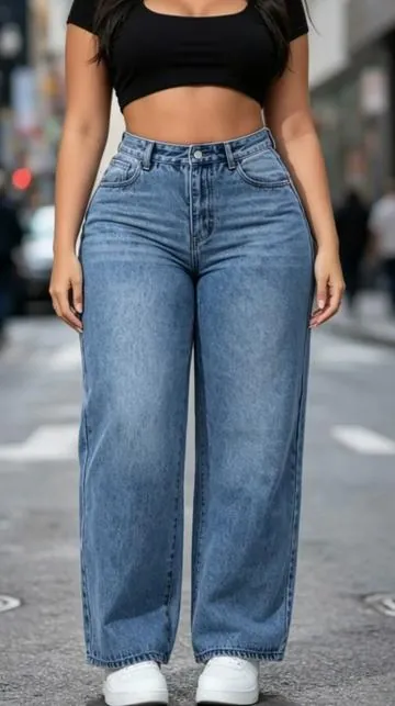 Spring Summer New Women's Pants Light Blue High Waist Elastic Jeans Casual Vacation Daily Versatile Wide Leg Pants#pants #denimjeans #jeans #spotlightfinds #tiktokshop 
