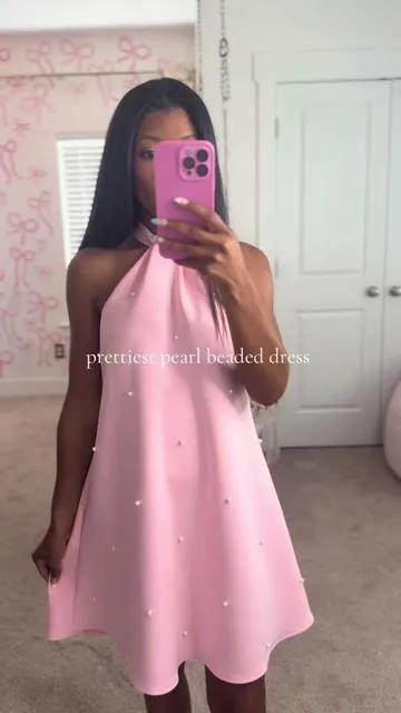 Cutest pearl dress 💚🩷 #fashiontok #pearldress #dress #ootd 