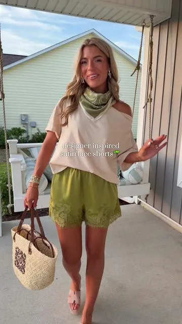 The QUALITY!!! Got 10000 compliments on this outfit🤭 so chic and looks so good with my fav @nuuds shirt! s/o to @Addi for the outfit inspo ily queen🤍 Wearing size M and I'm 5'9! The green are always the first size to sell out so hurry! #boujeeonabudget #grandmillenial #designerinspired #datenightoutfit #beachoutfit 