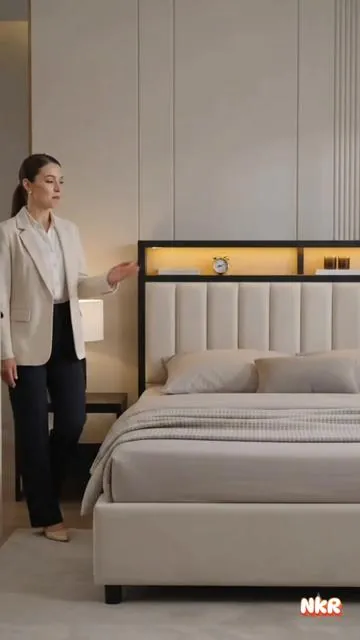 [Memorialday]VanAcc Bed Frame  #LEDBed #StorageBed #VelvetBed #BedFrame #ModernBedroom #HomeDecor #InteriorDesign #BedroomStyle #CozyRoom #HomeFurniture 