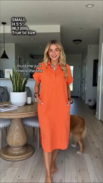 The perfect everyday dress! 🧡 So breathable and hides the belly. Run to the cart! #linendress #SummerFashion #haspockets #affordablefinds #tiktokmademebuyit