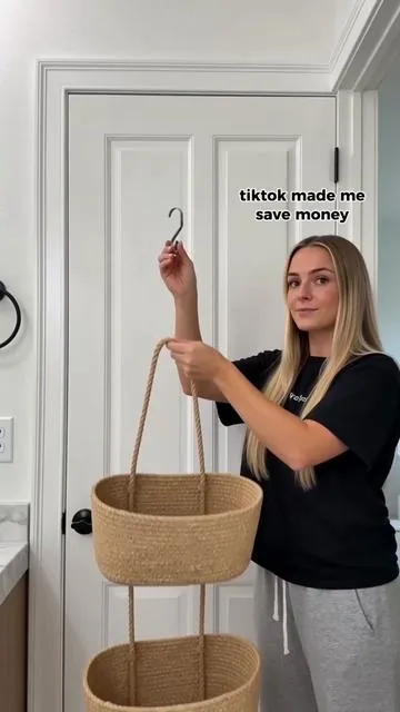 Literally zero tools needed! This over-the-door basket instantly saved my space. Run! #homeorganization #nurserydecor #bathroomstorage #tiktokmademebuyit #momhacks