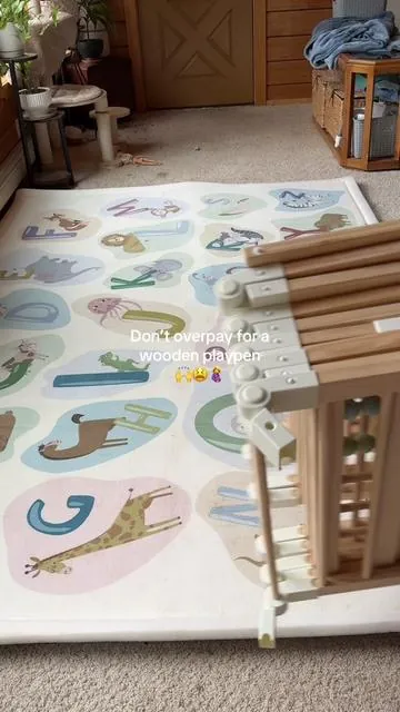 I can finally get things done around my house while my baby is playing🤌 #playpen #babyplaypen #woodenplaypen #largeplaypen #babymusthaves 