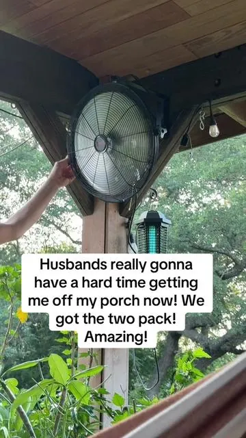 This is definitely what my patio porch needed!!!! Obsessed!!!!! #vevor #outdoorfan #porchfan #fan #backporch 