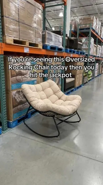 Papasan Rocking Chair Indoor, Oversized Rocking Chair with Thickened Cushion #tiktokshopcreatorpicks 