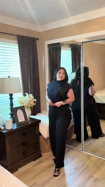 Cutest and comfortable 2 piece set you can dress up with some cute heels or wear casual 🖤🐞 #tiktokshopspringglowup#tiktokshop#fyp#momtok#ootd