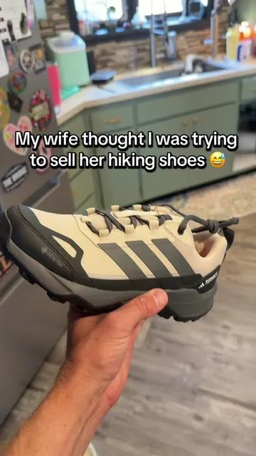 My wife’s new adidas Terrex hiking shoes actually surprised me — waterproof Gore-Tex, solid trail grip, and they still look good. 