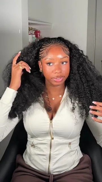 no leave out fulani quick weave using half wig from @After Black Hair Shop  #jaydawayda #fulanibraids #halfwig 