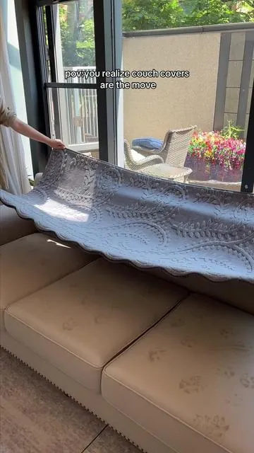 These couch covers are honestly better than I thought.#tiktokshopmemorialday #dealsforyoudays #summervibes☀️ #covers #sofacover 