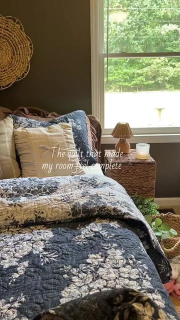 “Blue florals will always have my heart. This quilt gives cozy cottage bedroom vibes and makes the whole room feel warm, inviting, and timeless.”it’s so soft 🤍#bedding #quilt #bedspread 
