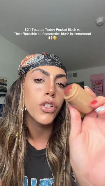 The similarity is WILD!! Just get the @e.l.f. Cosmetics version in cinnamood for $17 cheaper! It just came back in stock so run! #elfcosmetics #eyeslipsface #toastedteddy #blush #tiktokshopdealsforyoudays 