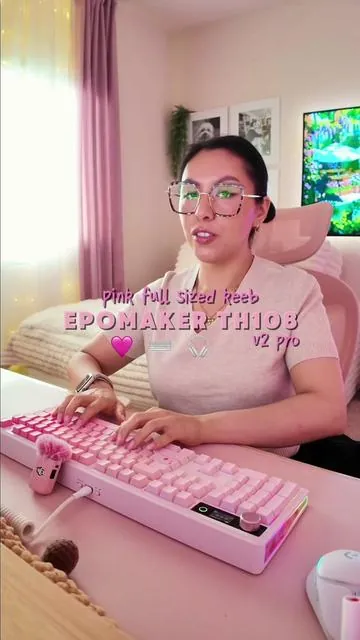 keyboard diaries | unboxing the Epomaker th108 v2 pro full sized PINK keeb ⌨️🩷✨ * creamy jade switch * tri mode connectivity  * full sized * knob + screen this keeb is a must for those who need a full size keyboard but also need it to be cute and sound amazing 🎧😍 #mechanicalkeyboard #keyboardasmr #creamykeyboards #thockykeyboard #epomaker 