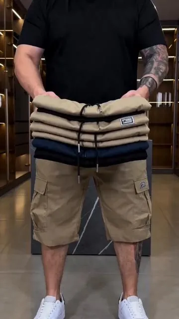 Stock up your summer wardrobe with this 3-piece multi-pocket shorts set in khaki, black, gray. Functional pocket layout makes it perfect for daily errands and holiday travel. #WardrobeMustHave #OutdoorShorts #EverydayShorts #MensFashion #CasualShorts