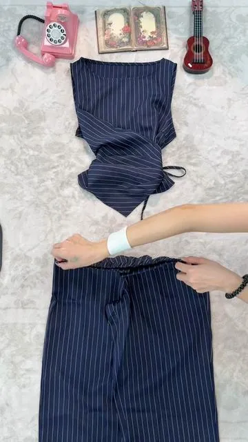 Clean lines, rich vibes. #TikTokSwimWeek#DealsForYouDays  #PinstripeSet #ClassyLook #VestFashion