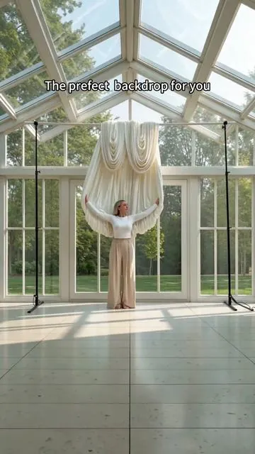 Easy-to-hang fabric that cuts down wedding stress 😘 #fyp #backdrop #partyideas #dealsforyoudays #aivideos 