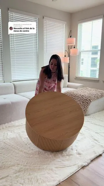 Respuesta a @haylatendero Round coffee table with storage #roundcoffeetable #giratreefurniture #livingroomdecor #cozyhome #mesadecentro⚙️ @giratreestore 