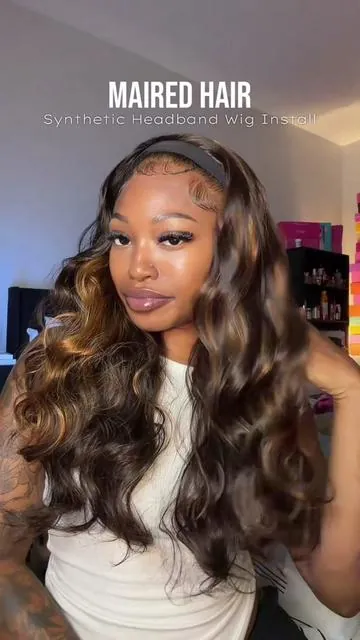 Try something new with this synthetic head and wig from MairedHair 😊! #headbandwig #wiginstall #hairinspo #syntheticwig #highlights 
