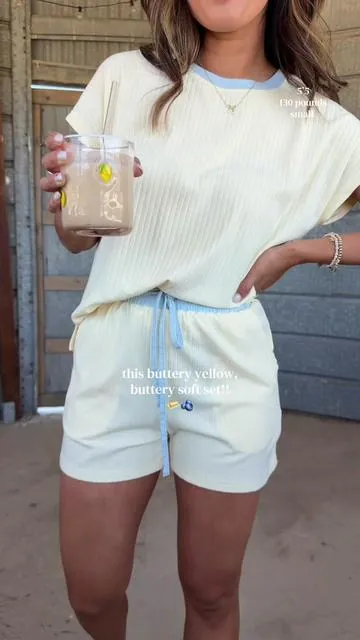 it’s sooo soft and that yellow and blue combo?! so pretty 🧈🫐 @Asvivid Shop  #twopieceset #summeroutfits #DealsForYouDays #SummerVibes 