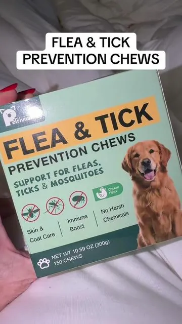 Dog Flea & Tick Support Soft Chews - Natural Oral Supplement - Suitable for All Breeds & Sizes - 150 Chicken Treats #petlovers #fleaandtickprevention #tiktokshopcreatorpicks #doglovers #healthydog 