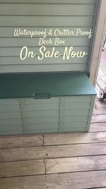 If your needing a waterproof & critter proof outside storage solution I have found one made out of really hard plastic! #outdoorstorage #deckbox #SummerVibes #dealsforyoudays #storagehacks 