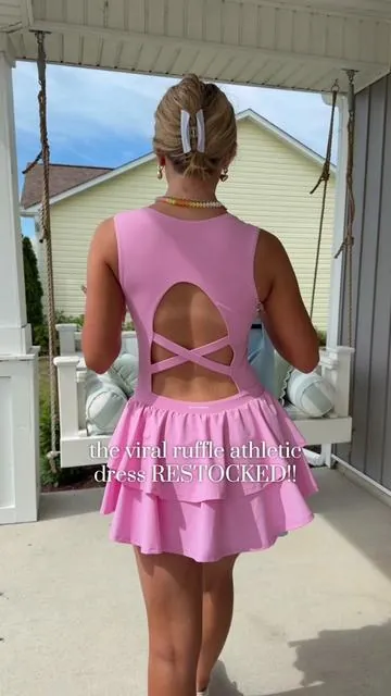 The pink and blue RESTOCKED! I've been wearing these on repeat and I've never gotten so many compliments!!🤍 They said the yellow should sometime next week😍! I'll keep y'all posted! Literally my favorite athletic dress I've ever purchased!  Wearing M and I'm 5'9! #b#boujeeonabudgeta#affordablefashionh#hotgirlwalkg#glowmodeg#grandmillenial