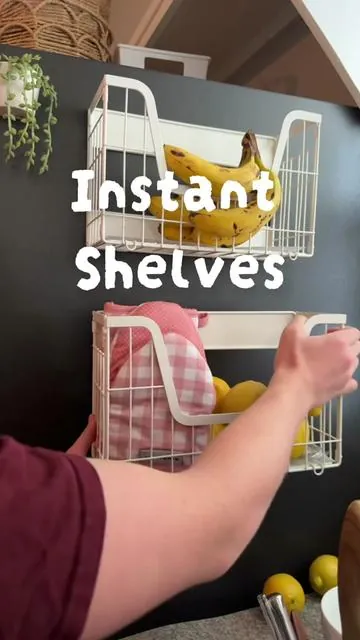 I love getting things off the countertops! These are perfect!  #magneticshelf #kitchenstorage #kitchenorganization #homeorganization #producestorage 