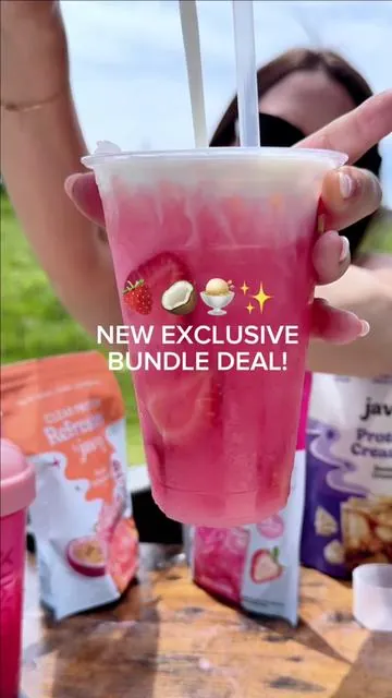 Your new Pink Protein Ritual.  Javvy is offering the ultimate summer bundle with their strawberry açai, clear protein refresher and toasted coconut collagen creamer.  They are at the best price I’ve ever seen so grab these while they’re available!  @Javvy #javvyorbit #javvychallenge #javvysprint #dealsforyoudays #tiktokshopdealsforyoudays 