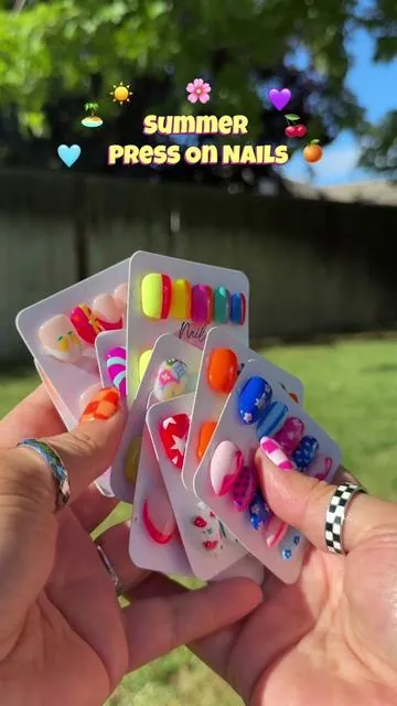 These aren’t your typical press-ons. 💅 Each set is hand-painted acrylic for that salon-quality look without the salon price tag. From trendy seasonal designs to timeless classics, new styles drop all the time—and the favorites never stay in stock for long. If you’ve been eyeing a few sets, now’s the time to grab them.  @Nail Haven  #pressonnails #shortnails #summerlooks #pressons #foruu 