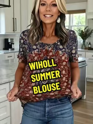 WIHOLL Pleated Blouse. It’s classy or can wear casual. It’s giving that BoHo style. #dealsforyoudays #blouses #ladiesfashion #summervibe 