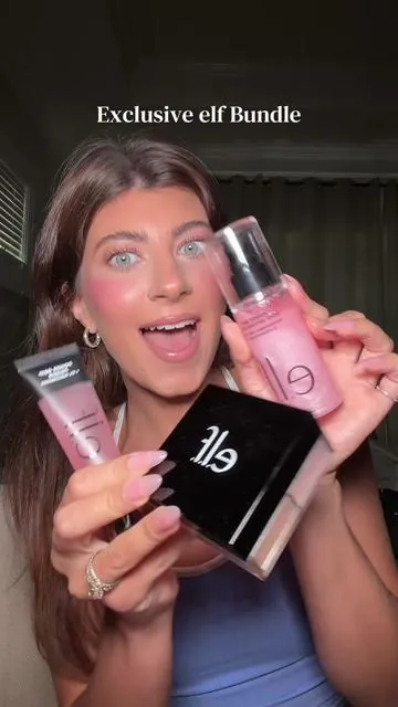 new elf powder, rose setting spray, and pink power grip primer!! #elfpowder #elfcosmetics #eyeslipsface 