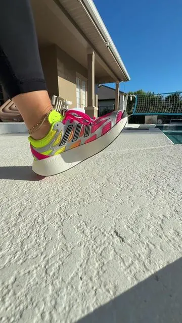 These adidas Adizero Aruku sneakers are getting all the attention. The pink and yellow color combo is such a fun statement, but the real surprise is how comfortable they are. The rocker sole helps every step feel smooth, and the cushioning is perfect for busy days when you’re constantly on the move. If you love sneakers that look cute and feel amazing, these are worth adding to your collection. @SHOEBACCA  #dealsforyoudays  #adidas #adizeroaruku #sneakerstyle #comfortshoes