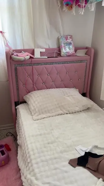 Bed frame #bed #bedframe #pinkbed #pinkbedroom 