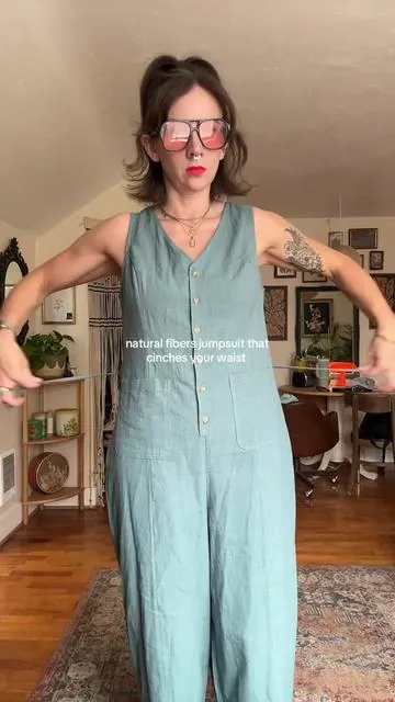 Such an easy outfit  #naturalfibers #linen #jumpsuit #jumpsuitoutfit #cutesummeroutfits 