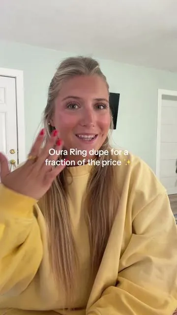 Obsessed with this smart ring and it’s 50% off right now! Tracks my sleep, menstrual cycle, stress, and so much more! Let me know if you have any questions #ouraring #smartring #gold #health #dupe 