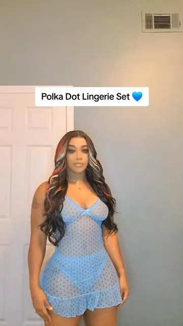 Sexy polka dot lingerie set 💙🔥 #lingerie #twopieceset #sexy #sleepwear #fyp 