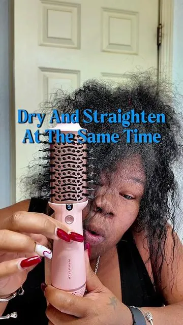 It's basically a 2 in 1. It dries and straightens your hair at the same time for a east straight blowout look. #corynes #naturalblackgirlhair #dealsforyoudays #summerwins #flatironhair 